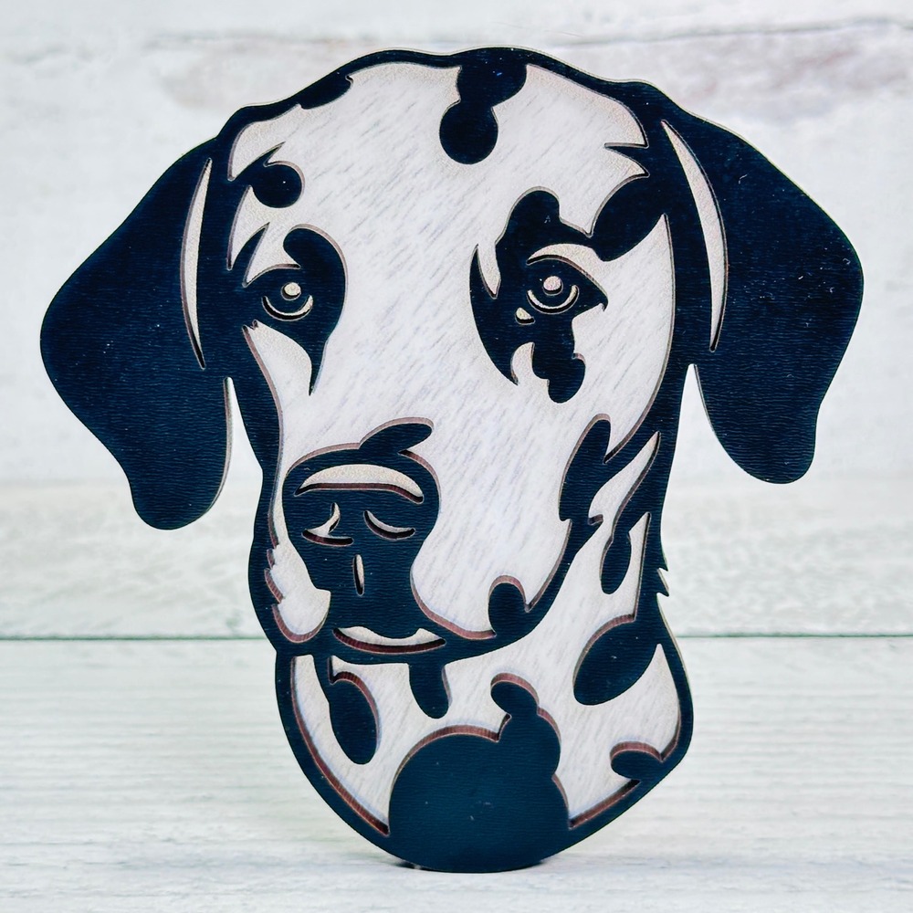 Dalatman Dog Wood Night Light Plug In Wall Lamp Handmade Spotted Puppy Decor‎